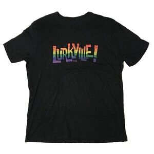 Lurkville! USA T Shirt Black Rainbow Graphic